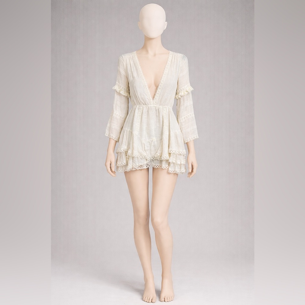 HEMANT & NANDITA White Lace Detail dress